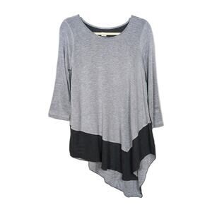 THREE DOTS Stitch Fix Light Grey Caren Reversible Knit Top Asymmetric Women's XS